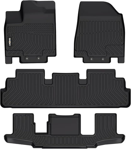 GINOWY-Floor Mats for Nissan Pathfinder 2022-2025, TPE Rubber All Weather Mats by GINOWY