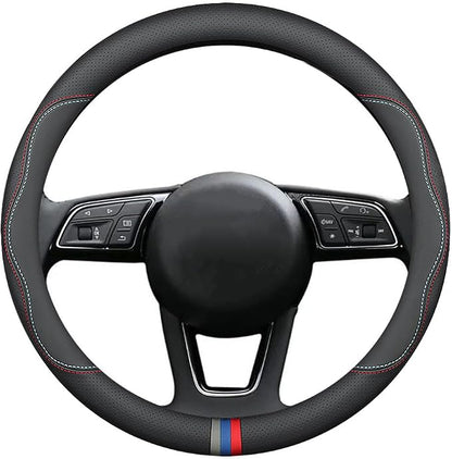 New Nappa Leather car Steering Wheel Cover, Universal 15 inch Black - Image 4