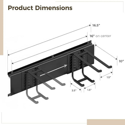 Heavy Duty Garage Organizer Tool Organizer Wall Mount, Iron Metal Hooks Set 6 - Image 5
