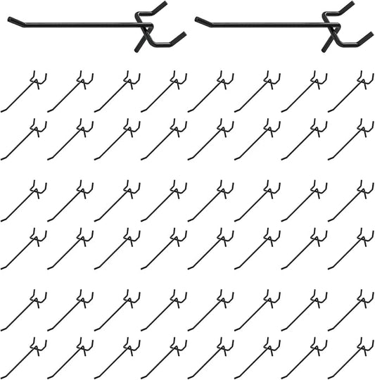 50Pcs 4"/10CM Pegboard Hooks Assortment Set, Metal Peg Board Hooks by Yauhar