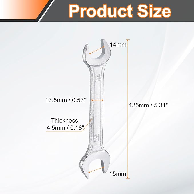 HARFINGTON Double Open End Wrench 14mm x 15mm Metric 15 Degree Offset Angle - Image 2