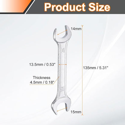 HARFINGTON Double Open End Wrench 14mm x 15mm Metric 15 Degree Offset Angle - Image 2
