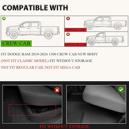 G-PLUS Floor Mats Fit for 2019-2024 Dodge Ram 1500 Crew Cab New Body Without - Image 8