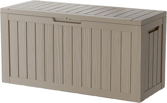 80 Gallon Lockable Resin Deck Box, Waterproof & UV-Resistant Outdoor Storage Box by Home