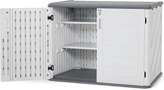 Macrout 25 Cu.Ft Small Plastic Outdoor Storage Cabinet by MMACROUT