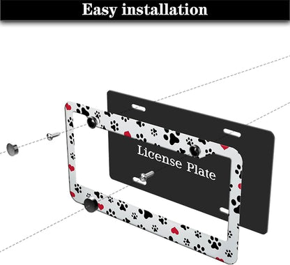 License Plate Frames Black, and Red License Plate Bracket Dog Footprints - Image 7