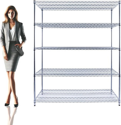 60"x24"x72" Chrome 5-Tier PREMIUM Wire Shelving NSF 4000 LBS MAX CAPACITY Heavy by UtilityBasics