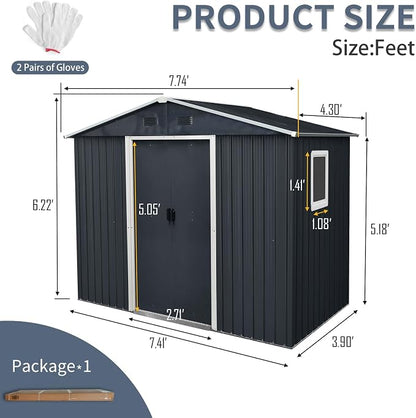 8x4 FT Outdoor Storage Shed, Metal Shed - Image 3