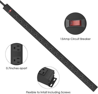 HHSOET Metal Wall Mount Power Strip, Mountable Power Outlet, Aluminum Alloy - Image 3