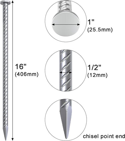 VVOKGO 16 Inch Rebar Stakes Metal Asphalt Anchoring Spikes Ground, 1/2 Inch - Image 2