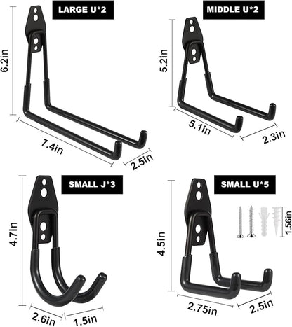 Steel Garage Hooks Wall Tool Organizer, 12 Pack Garage Storage Hook Heavy Duty - Image 2