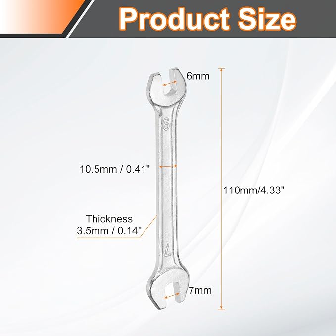 HARFINGTON 2pcs Double Open End Wrench 6mm x 7mm Metric 15 Degree Offset Angle - Image 2