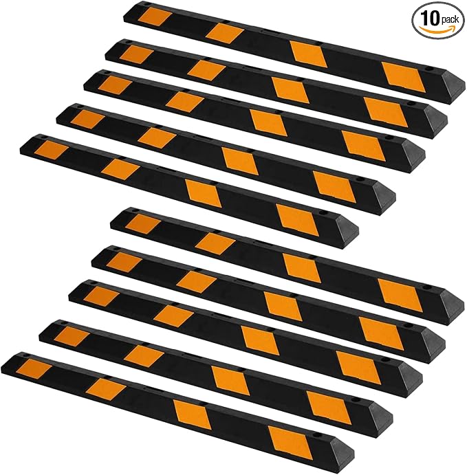 ZONETECH Large Heavy Duty Rubber Parking Curb – 72” Premium Quality Auto Garage by ZONETECH