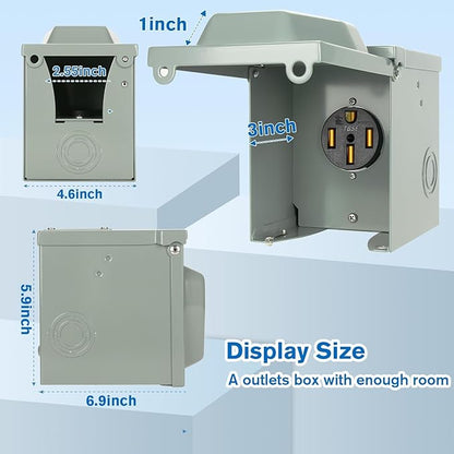 50 Amp RV Power Outlet Box, 125/250 Volt NEMA 14-50R Receptacle, Lockable - Image 6