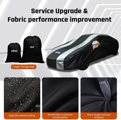 Waterproof Car Cover with Silver Stripe Design, Outdoor/Indoor Car Cover - Image 5