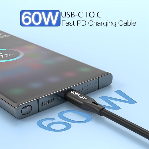 AGVEE 5ft Coiled Short USB-C to USB-C Charging Cable 60W PD Fast Charger Cord - Image 2