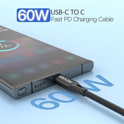 AGVEE 5ft Coiled Short USB-C to USB-C Charging Cable 60W PD Fast Charger Cord - Image 2