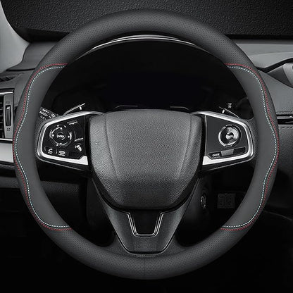New Nappa Leather car Steering Wheel Cover, Universal 15 inch Black by HAOTULE