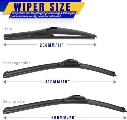3 wipers Replacement for 2018-2023 Hyundai Kona/2019-2023 Hyundai Kona Electric - Image 2