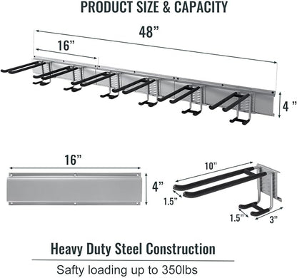 Wall Mount Tool Storage Rack, Heavy Duty Garage Organizer, Garden Hooks and - Image 7