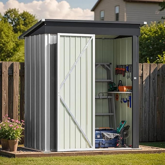 Greesum 5×3 FT Outdoor Storage Shed, Metal Storaged Sheds Without Floor by BuynowfromGreesum