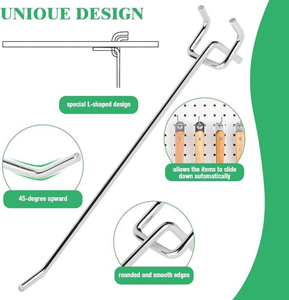 60Pcs 2" 4" 6" 8" Pegboard Hooks Assortment Set, Metal Peg Board Hooks - Image 4