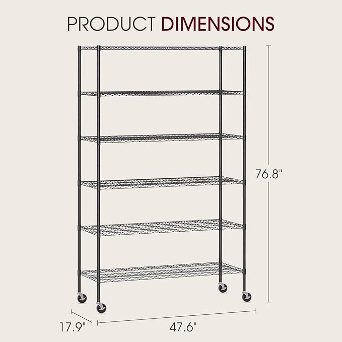 BestOffice 18x48x77 Storage Shelves Commercial Heavy Duty Metal Shelves Garage - Image 3