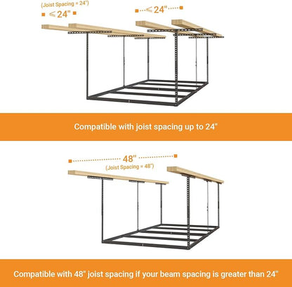 4x8ft Overhead Garage Storage Rack Wooden Decking Not Included, Heavy Duty - Image 6