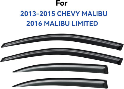 Window Visors Rain Guards for 2013 2014 2015 13 14 15 Chevy Malibu, Out-Channel - Image 2