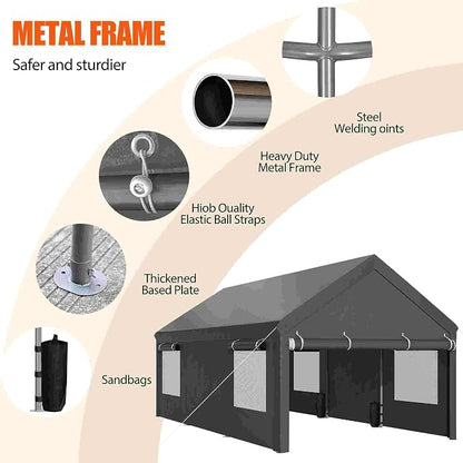 JAMFLY Carport, 10x20 ft Heavy Duty Carport - Image 6