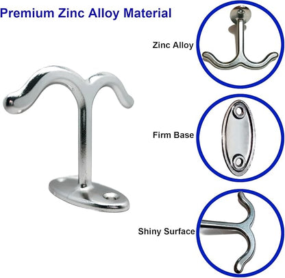 10 Pcs Zinc Alloy Ceiling Double Hook Cabinet Wardrobe Coat Towel Hat Hook - Image 3