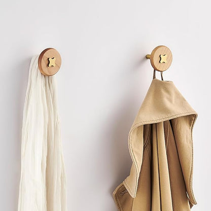 Solid Brass & Maple/Mahogany Wall Hooks 2 Pack - Image 4