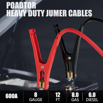 Jumper Cables for Car Battery, 8 Gauge 12 Feet 600AMP, Automotive Booster - Image 6