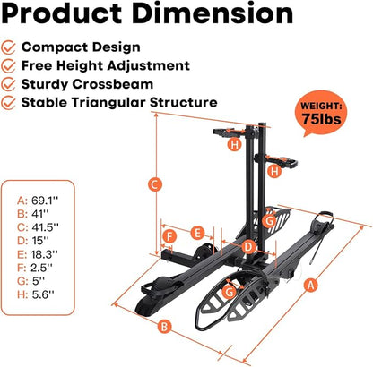 EBike Rack with Ramp, 200 lbs Capacity Heavy Bike Rack Electric Bike Carrier - Image 6