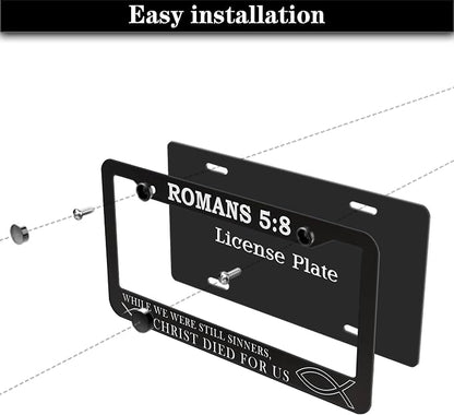 License Plate Frames Black and White License Plate Frame Jesus Bible Verses - Image 7