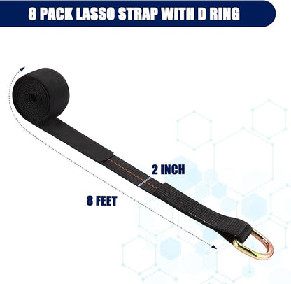 8Pack 2'' X 8ft Tow Truck Straps Lasso Wheel Lift Straps Lasso Tow Strap - Image 2