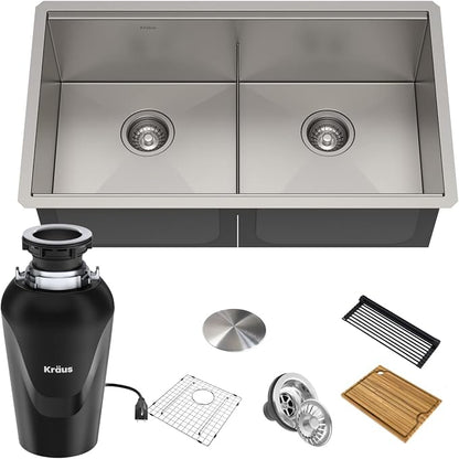 KRAUS Kore™ Workstation 33-inch Undermount 16 Gauge Double Bowl Stainless Steel by KRAUS