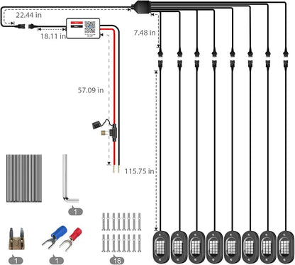 Honalia RGB Rock Lights for Trucks 8 pods, Neon Light Kits for UTV - Image 6