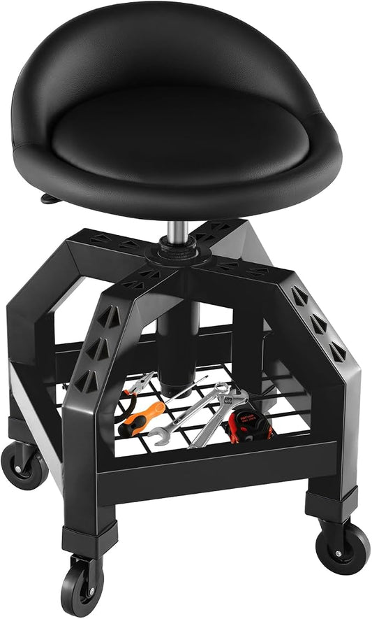 Goplus Rolling Garage Stool, 22.5”-27.5” Adjustable Mechanic Chair by Goplus