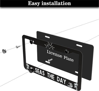 License Plate Frames for Men Black and White License Plate Cover for Women Seas - Image 7