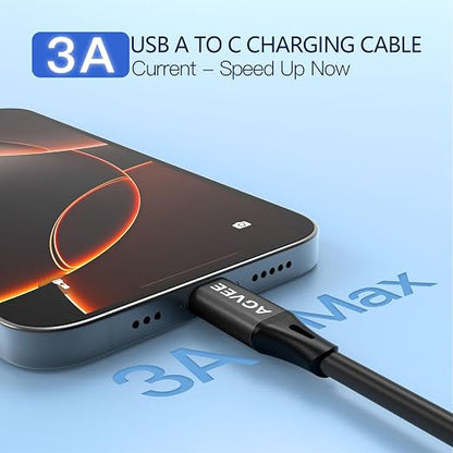 AGVEE 2 Pack 3ft Coiled Short USB to USB-C Charging Cable 3A Fast Charger Cord - Image 2