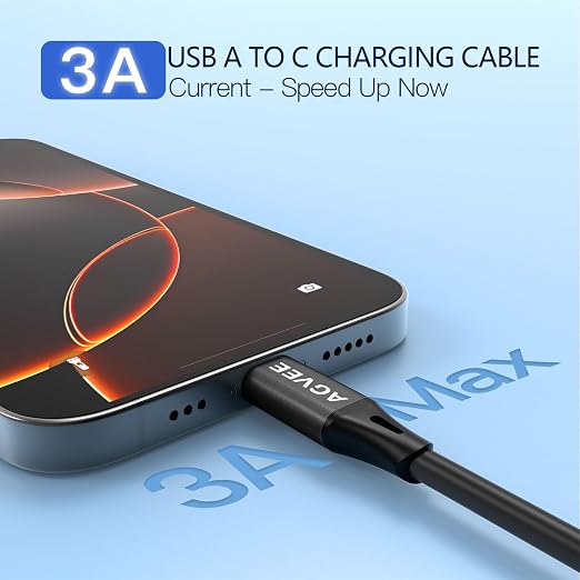 AGVEE 3ft Coiled Short USB to USB-C Charging Cable 3A Fast Charger Cord in Car - Image 2