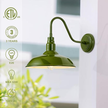 14in Outdoor Gooseneck Lights for Farmhouse, Barn Style Goose Neck Wall Light - Image 3