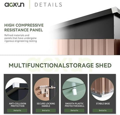 Aoxun 80 CU. FT Outdoor Storage Shed Waterproof Garden Metal Tool Shed - Image 3