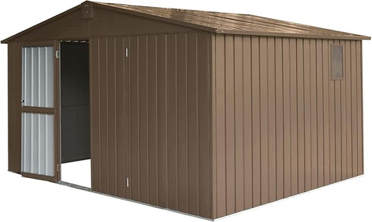 IKERY Large Galvanized Steel Storage Shed 11' x 9' by IKERY