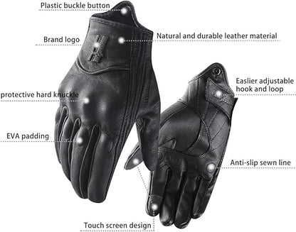 Harssidanzar Leather Motorcycle Gloves - Image 3