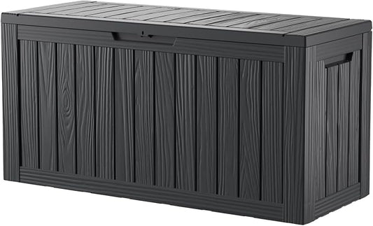 80 Gallon Lockable Resin Deck Box, Waterproof & UV-Resistant Outdoor Storage Box by Home