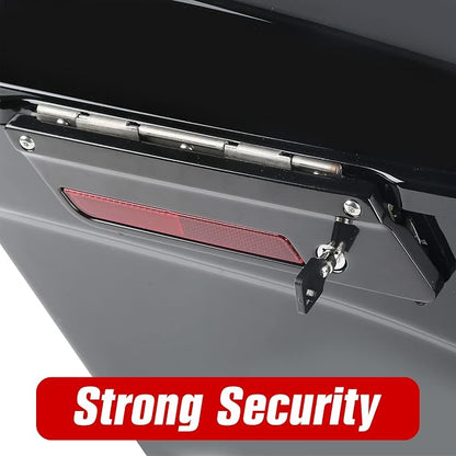 XFMT Motorcycle Saddlebags Vivid Black Hard Saddle Bags Trunk W/Black Latches - Image 5