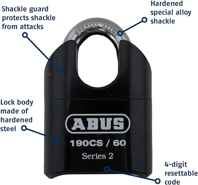 ABUS 190CS/60 High Security Solid Steel Combination Padlock, Closed Shackle - Image 4