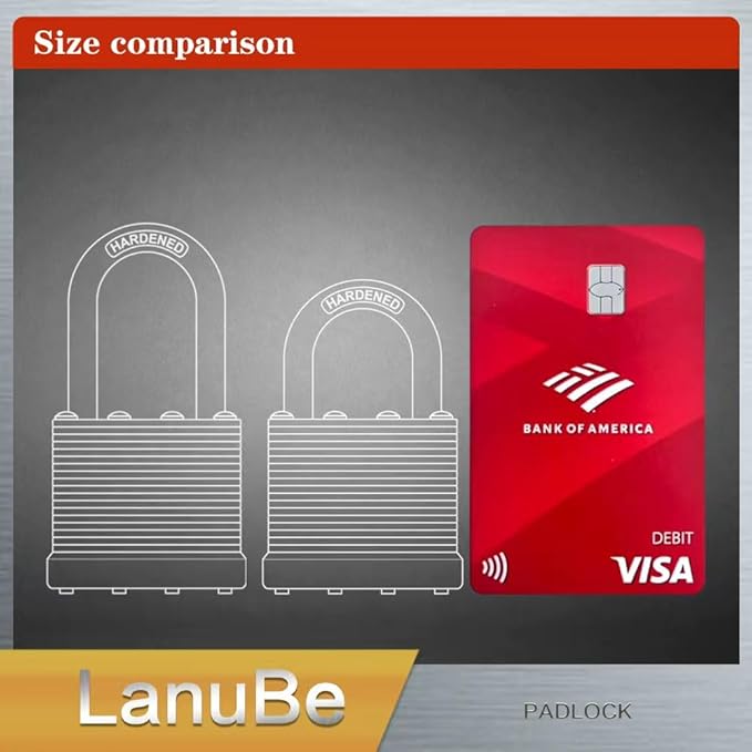 LanuBe Laminated Padlock 1-9/16inch Long Shackle 100 Pack Keyed Alike, Bulk - Image 4